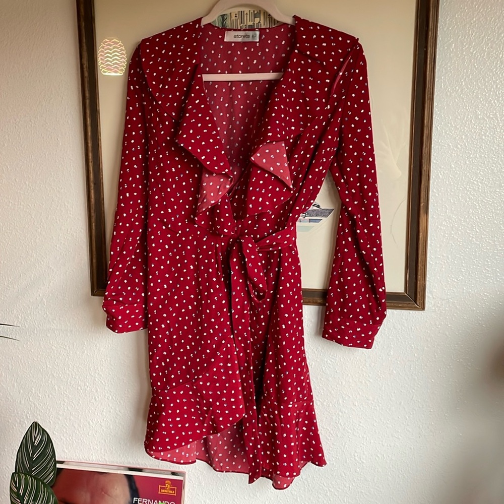 COPY - Storets Red White And Blue Ditsy Wrap Dress